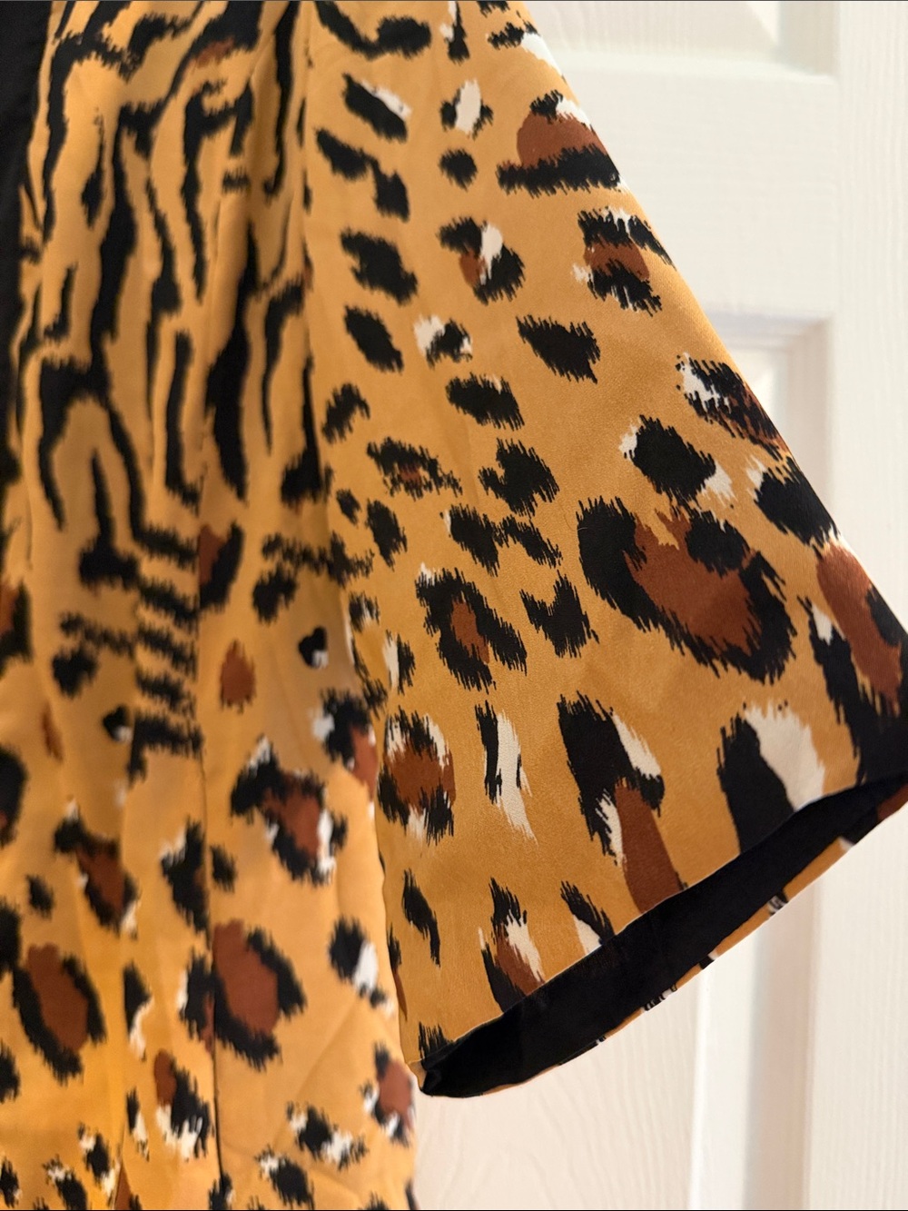 IMAN Animal-Print Open Front Cardigan Jacket - Tan, Black size L - Picture 3 of 7